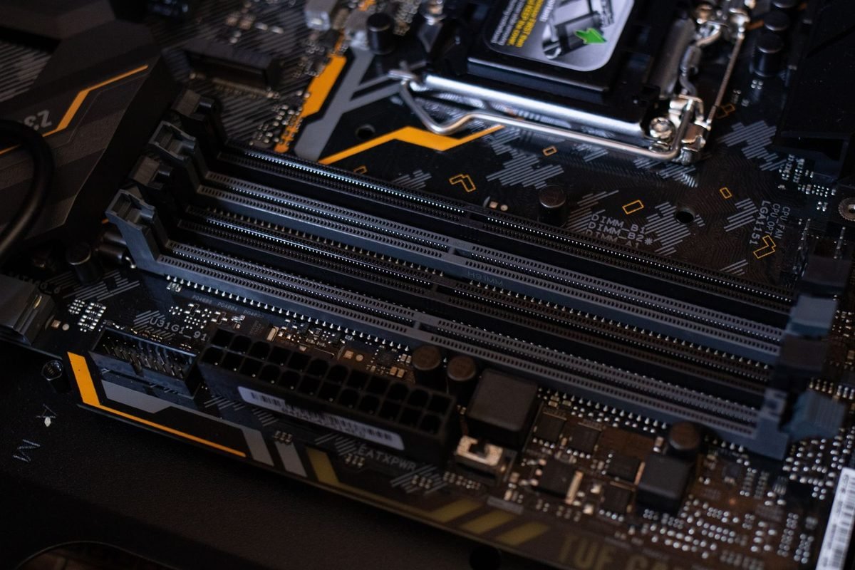 Computer motherboard with memory slots and expansion slots