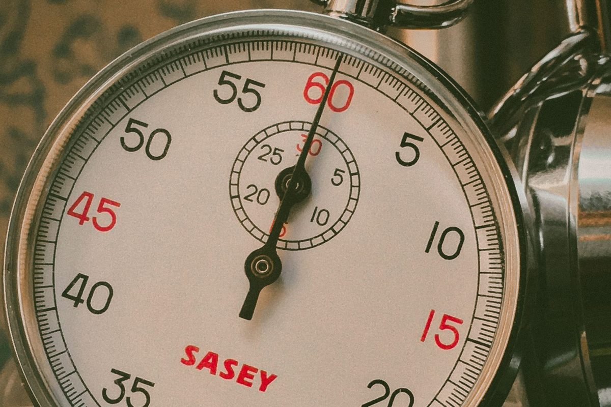 Close-up of an analogue stopwatch