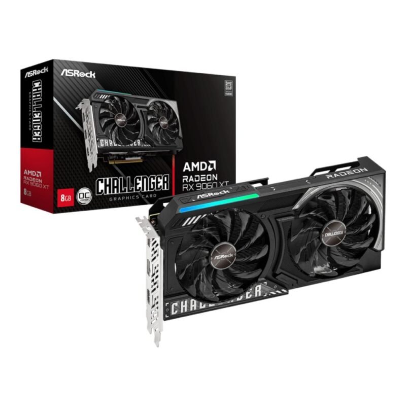 Asrock Radeon RX 9060 XT Challenger 8GB OC Graphics Card - Black90-GA5TZZ-00UANF