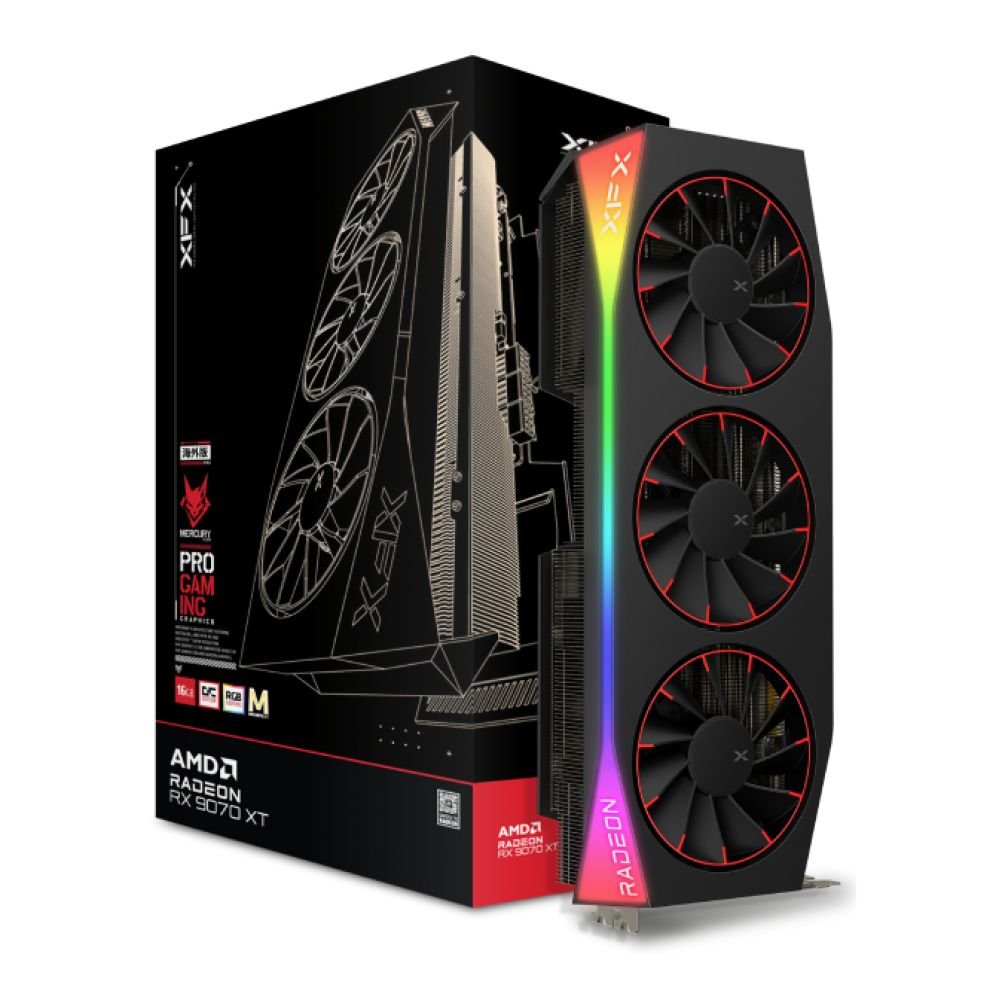 XFX AMD Radeon RX 9070XT Mercury Magnetic Air 16GB OC Gaming Graphics Card RX-97TMARGB9 XFX AMD Radeon RX 9070XT Mercury Magnetic Air 16GB OC Gaming Graphics Card RX-97TMARGB9